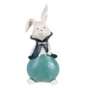Clayre & Eef Figurine Rabbit 9x8x21 cm Turquoise Polyresin
