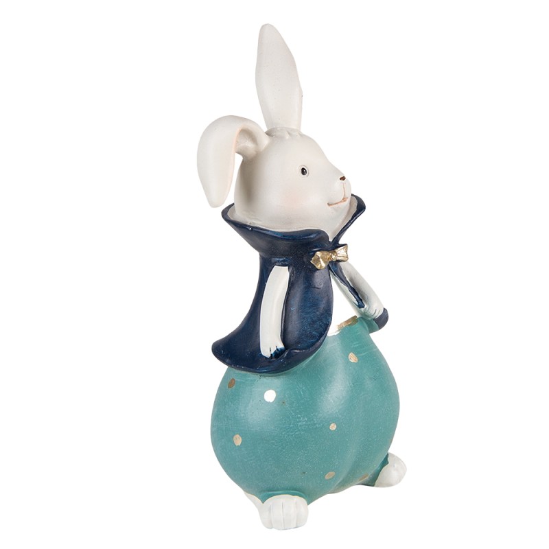 Clayre & Eef Figurine Rabbit 9x8x21 cm Turquoise Polyresin