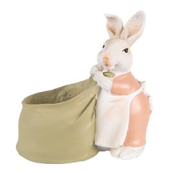 Clayre & Eef Planter Rabbit 15x7x14 cm Green Pink Plastic