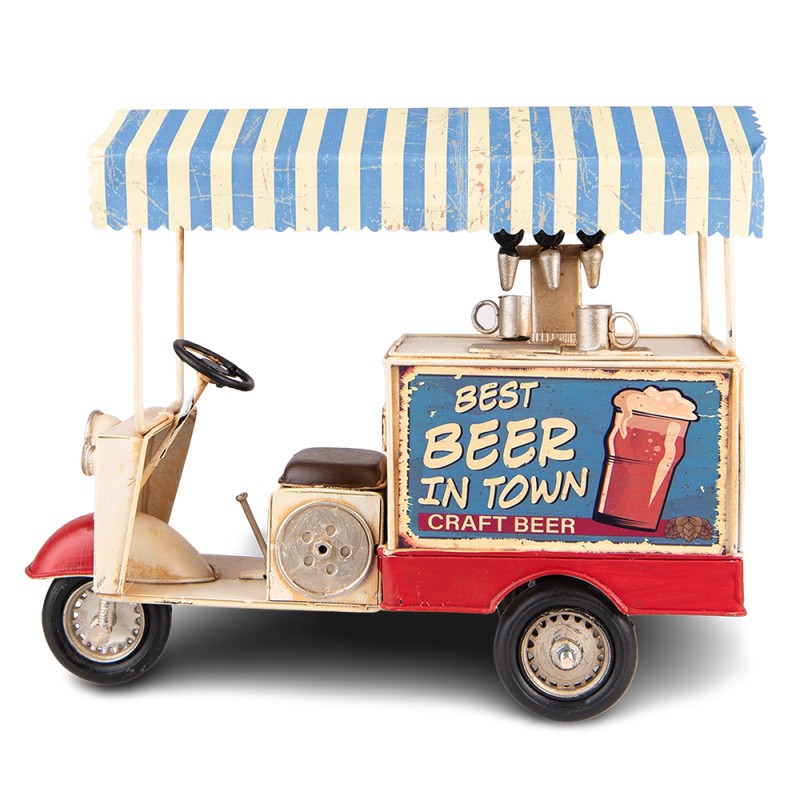 Clayre & Eef Decoratie Miniatuur  30x12x24 cm Blauw Beige Ijzer Best Beer in Town