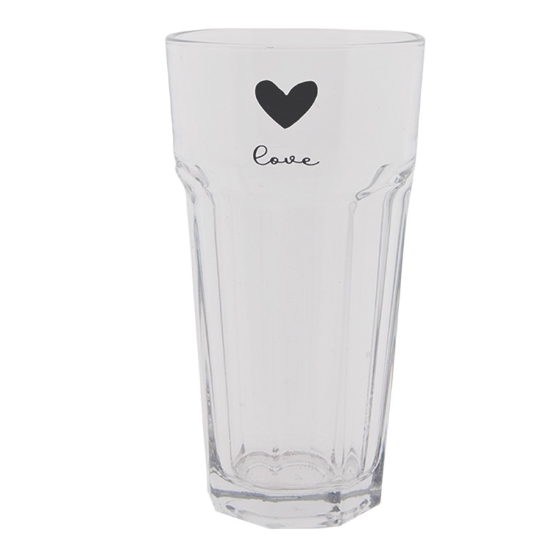 Clayre & Eef Water Glass 320 ml Glass Heart Love