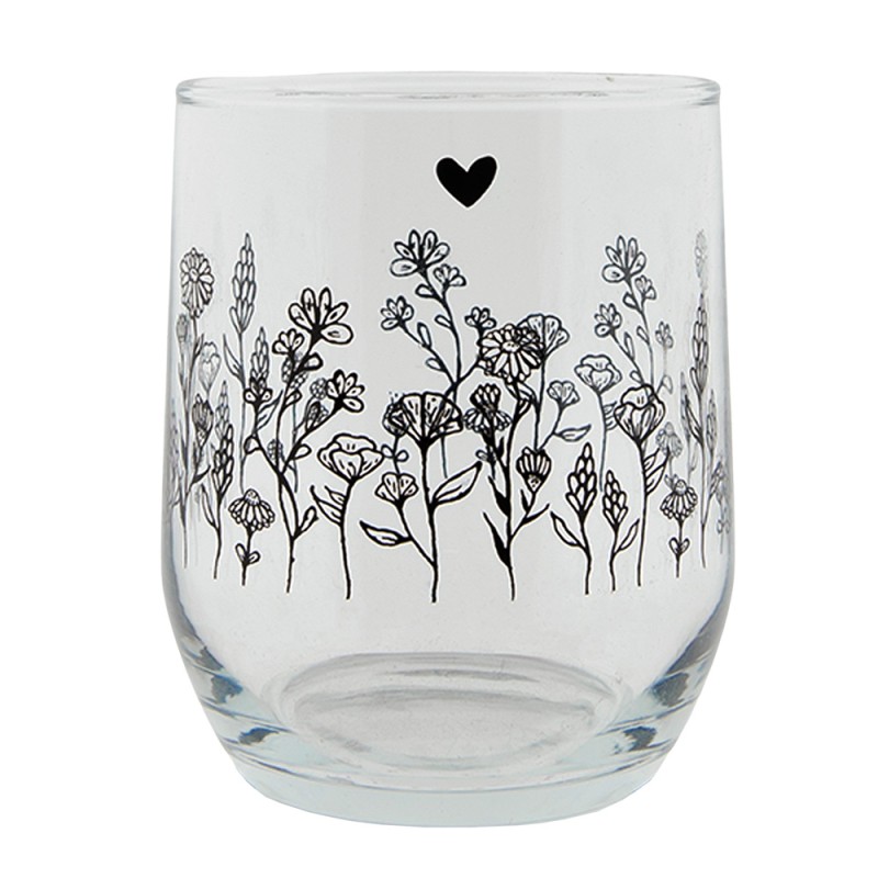 Clayre & Eef Wasserglas 300 ml Glas Blumen