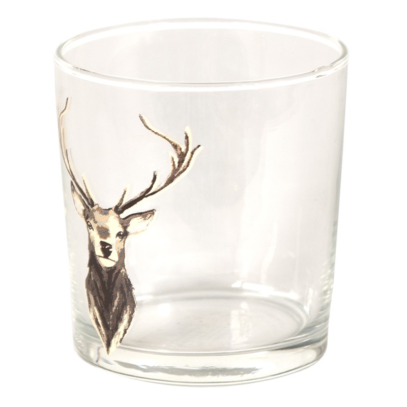 Clayre & Eef Water Glass 250 ml Brown Glass Reindeer