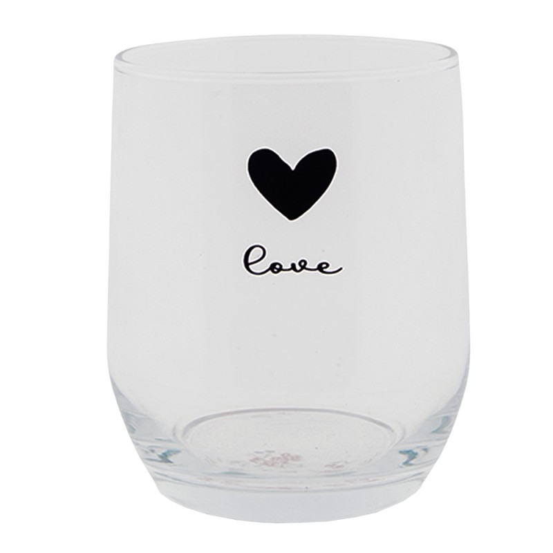 Clayre & Eef Waterglas  300 ml Glas Hart Love