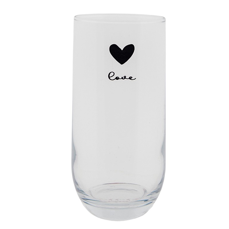 Clayre & Eef Waterglas  280 ml Glas Hart Love