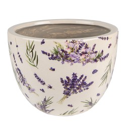 Clayre & Eef Pot de fleurs Ø 20x15 cm Violet Vert Céramique Lavande