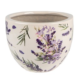 Clayre & Eef Planter Ø 15x11 cm Purple Green Ceramic Lavender