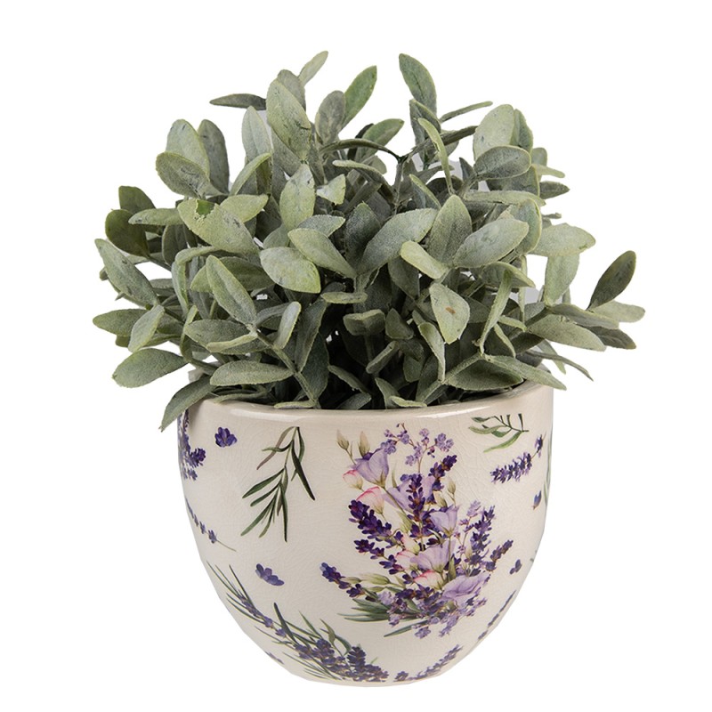 Clayre & Eef Pot de fleurs Ø 15x11 cm Violet Vert Céramique Lavande