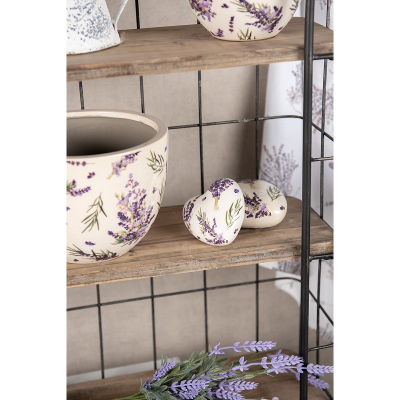 Clayre & Eef Decoratie  11x11x4 cm Paars Groen Keramiek Lavendel