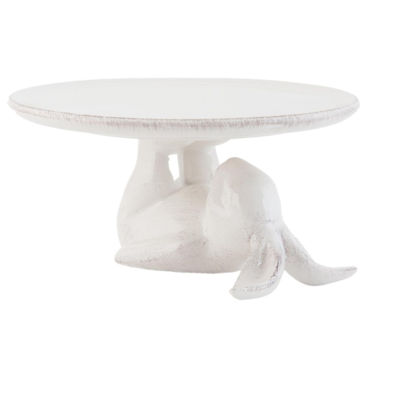 Clayre & Eef Cake stand Ø 17x8 cm White Ceramic Round