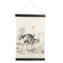 Clayre & Eef Wandkleed  40x2x60 cm Beige Zwart Linnen Rechthoek Struisvogels