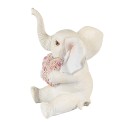 Clayre & Eef Statuetta Elefante 10 cm Bianco Rosa  Poliresina