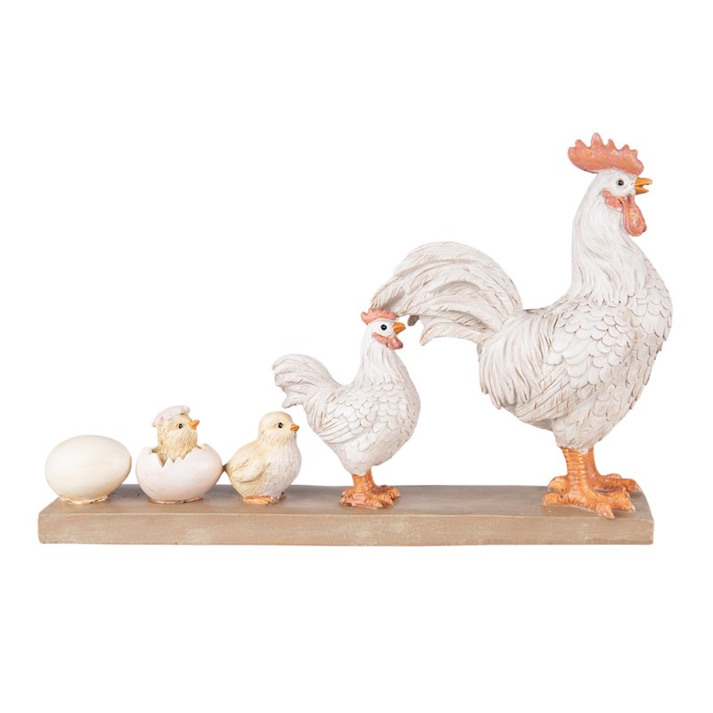 Clayre & Eef Figurine Chicken 21 cm White Brown Polyresin