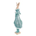 Clayre & Eef Figurine Lapin 14x10x44 cm Turquoise Polyrésine
