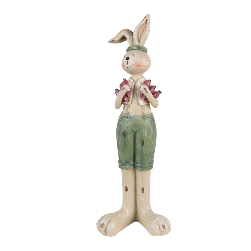 Clayre & Eef Figur Kaninchen 11x10x33 cm Grün Polyresin