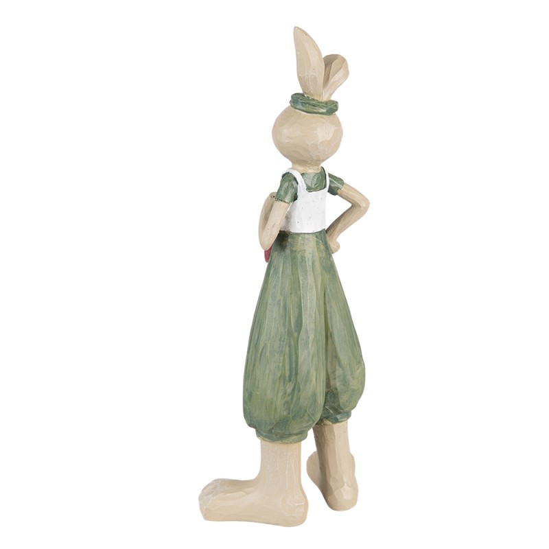 Clayre & Eef Figurine Rabbit 11x10x33 cm Green Polyresin
