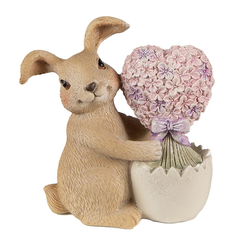 Clayre & Eef Figur Kaninchen 12 cm Braun Rosa Polyresin