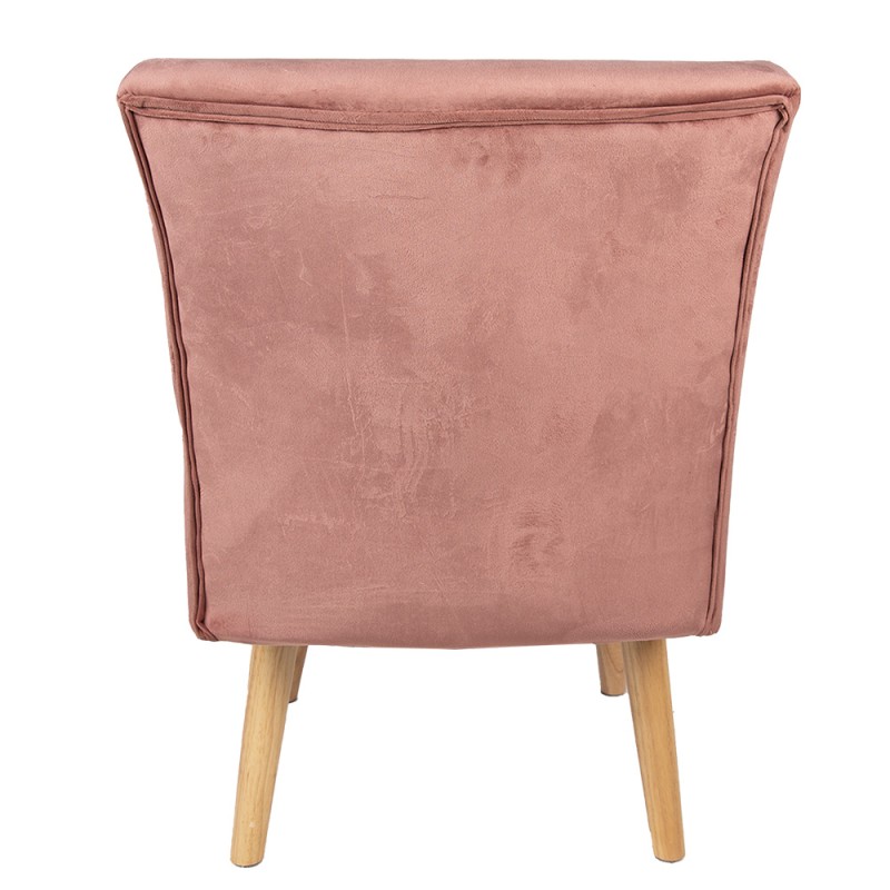 Clayre & Eef Chaise de salle à manger 51x58x76 cm Rose Bois Textile