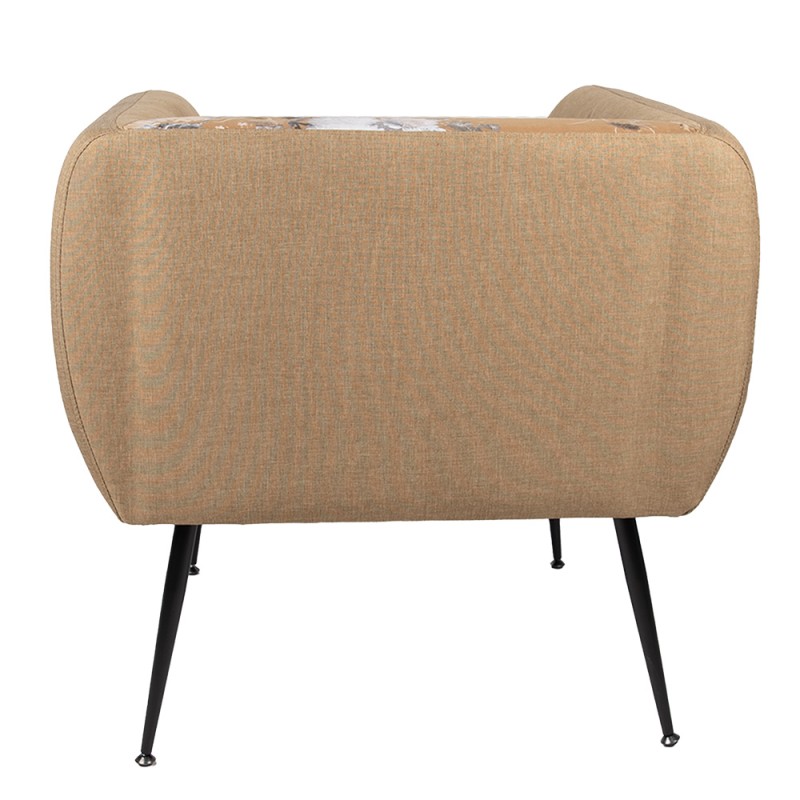 Clayre & Eef Sessel mit Armlehne 75x71x71 cm Gelb Grün Holz Textil