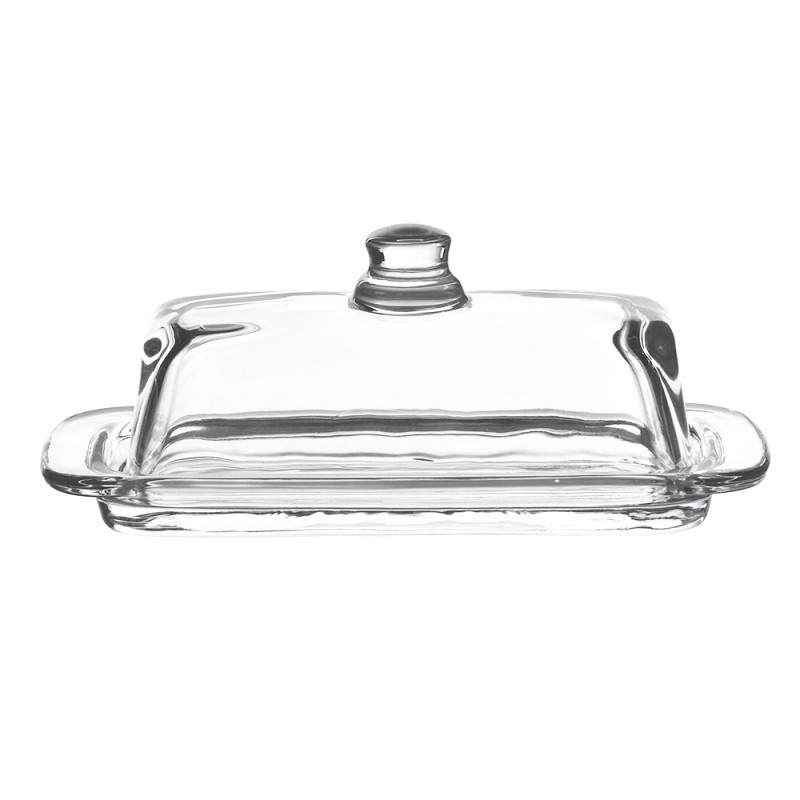 Clayre & Eef Butter Dish 20x9x8 cm Transparent Glass Rectangle