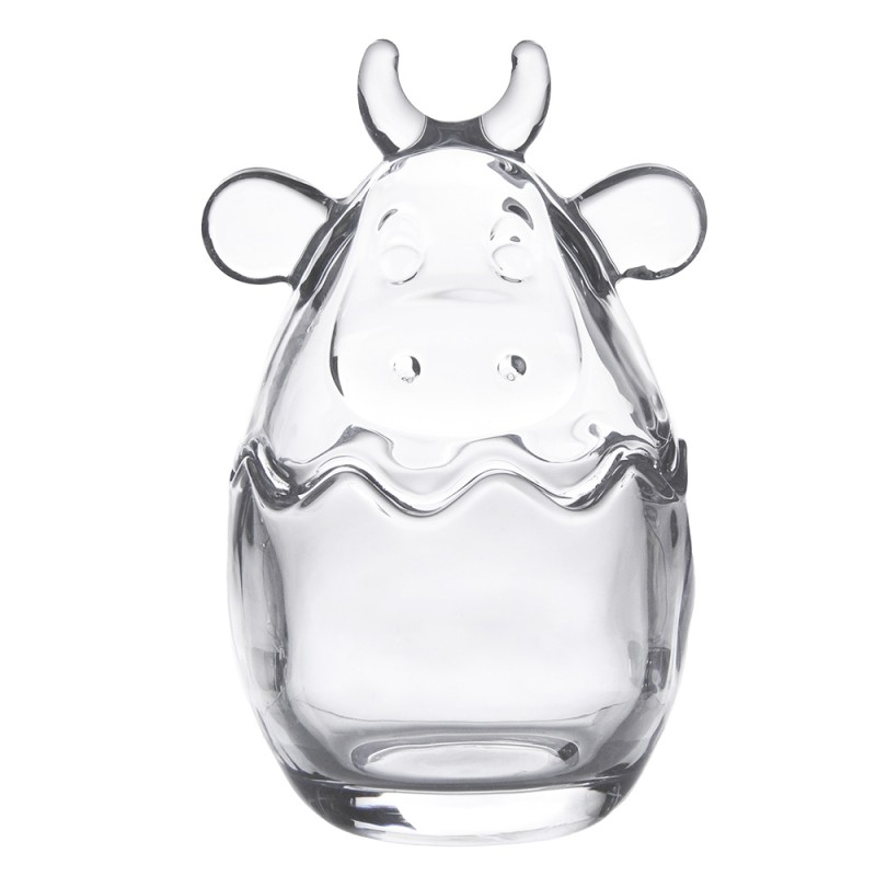 Clayre & Eef Glass Jar Cow Ø 8x14 cm Transparent Glass Round