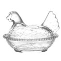 Clayre & Eef Glass Jar Chicken 17x13x13 cm Transparent Glass Oval