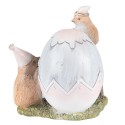 Clayre & Eef Beeld Kuikentje 12 cm Grijs Bruin Polyresin Happy Easter