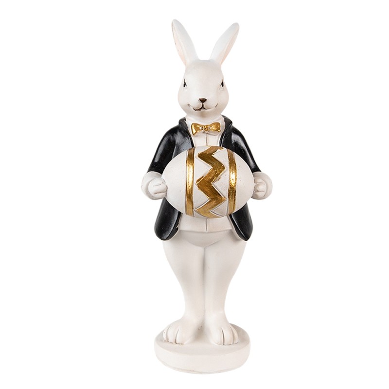 Clayre & Eef Figurine Rabbit 15 cm Black White Polyresin