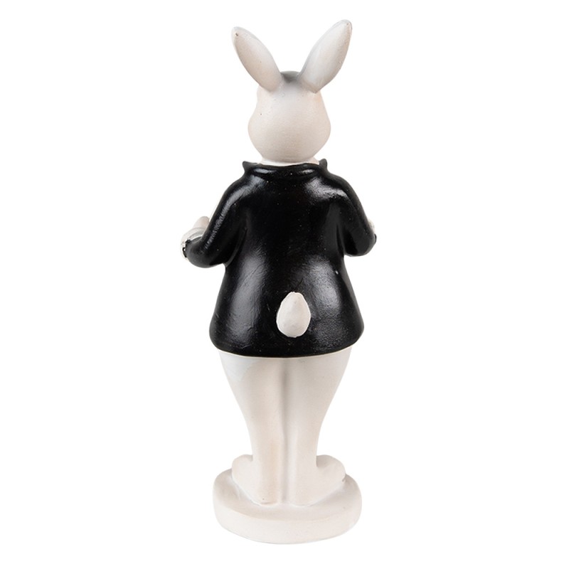 Clayre & Eef Figurine Lapin 15 cm Noir Blanc Polyrésine
