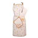 Clayre & Eef Oven Mitt 18x30 cm Beige Cotton Croissant and Coffee