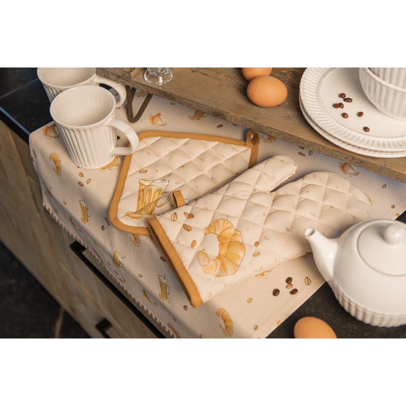 Clayre & Eef Ovenwant  18x30 cm Beige Katoen Croissant en koffie