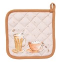 Clayre & Eef Pot Holder 20x20 cm Beige Cotton Croissant and Coffee