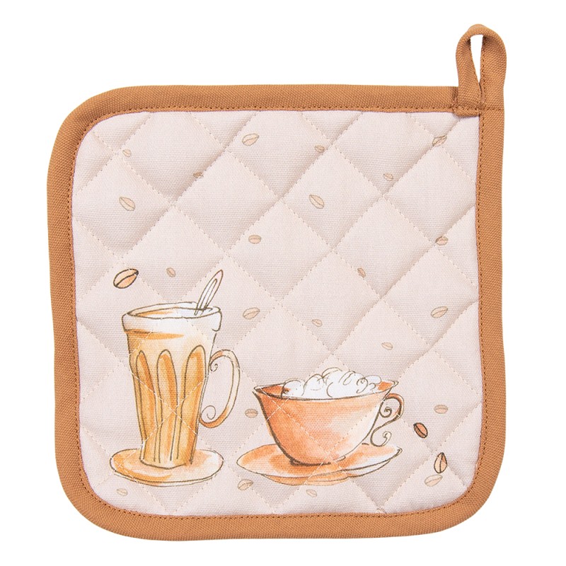 Clayre & Eef Manique 20x20 cm Beige Coton Croissant et Café