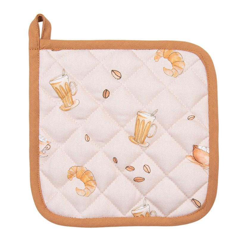 Clayre & Eef Manique 20x20 cm Beige Coton Croissant et Café