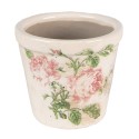 2Clayre & Eef Plant Pot Ø 8x7 cm Pink Beige Ceramic Round