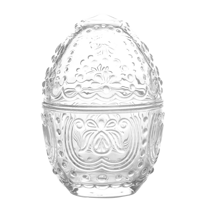 Clayre & Eef Glass Jar Egg Ø 10x14 cm Transparent Glass Round