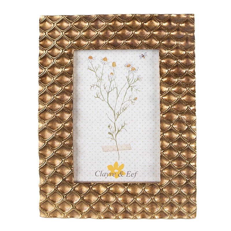 Clayre & Eef Photo Frame 10x15 cm Gold colored Plastic Honeycomb