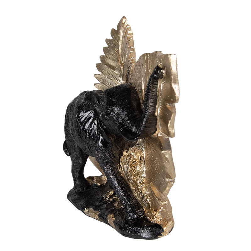 Clayre & Eef Statuetta Elefante 18 cm Nero Color oro Poliresina