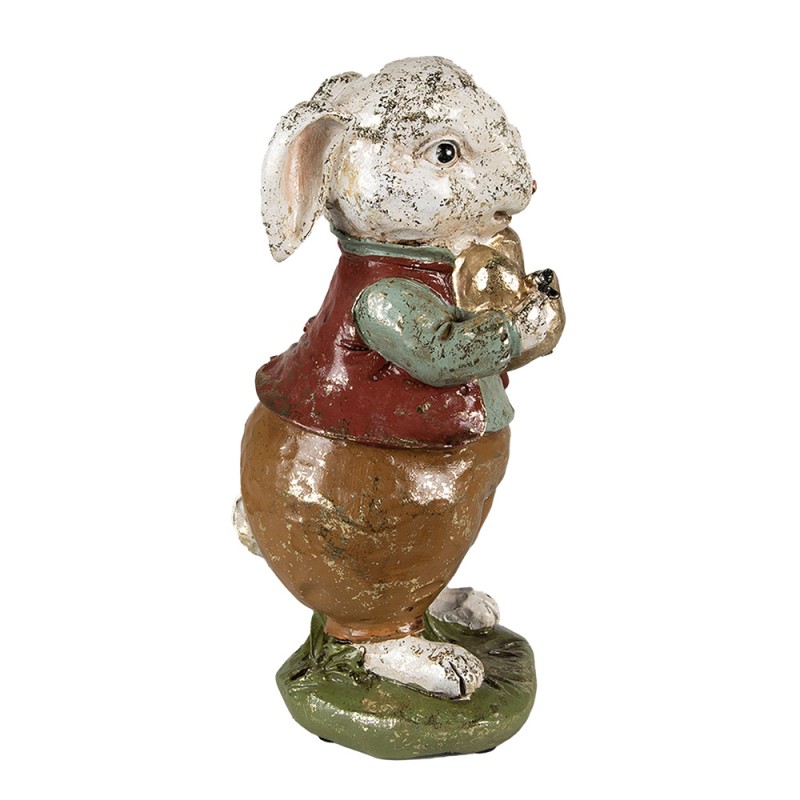 Clayre & Eef Figurine Rabbit 9x12x22 cm Beige Red Polyresin