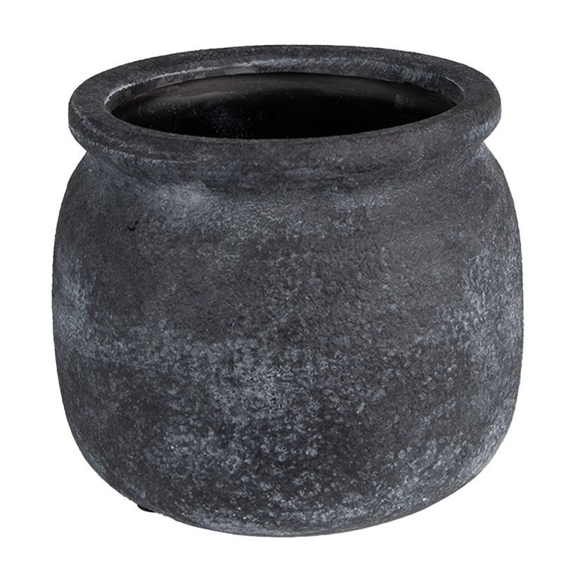 Clayre & Eef Blumentopf Ø 20x15 cm Grau Keramik Rund