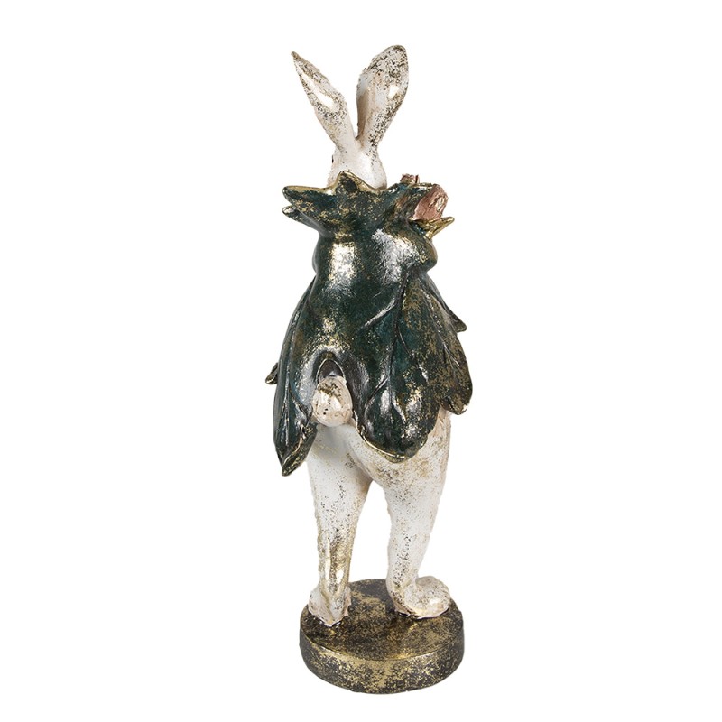 Clayre & Eef Figur Kaninchen 10x10x29 cm Beige Grün Polyresin