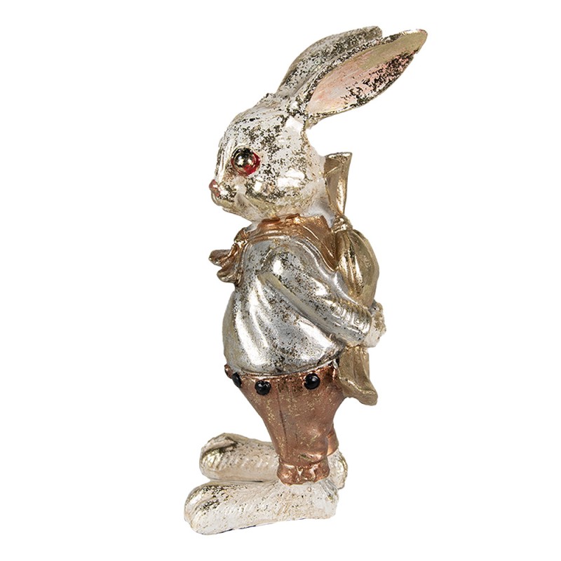 Clayre & Eef Figurine Rabbit 6x7x14 cm Beige Gold colored Polyresin