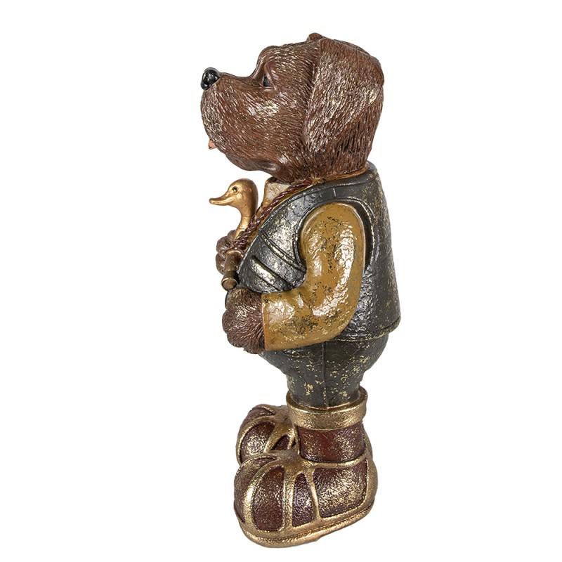 Clayre & Eef Figurine Dog 16x14x34 cm Brown Green Polyresin