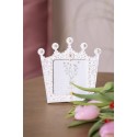 Clayre & Eef Photo Frame Crown 7x7 cm White Gold colored Plastic