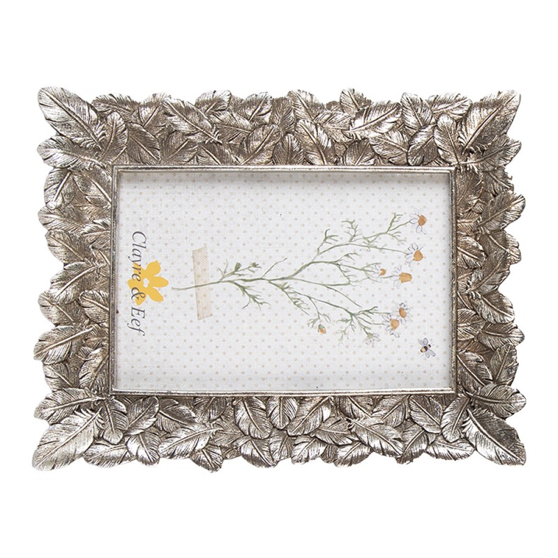 Clayre & Eef Photo Frame 10x15 cm Silver colored Plastic Little Leaves