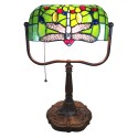 LumiLamp Lampe de table Tiffany 25x25x42 cm  Vert Rouge Polyrésine Verre Libellule