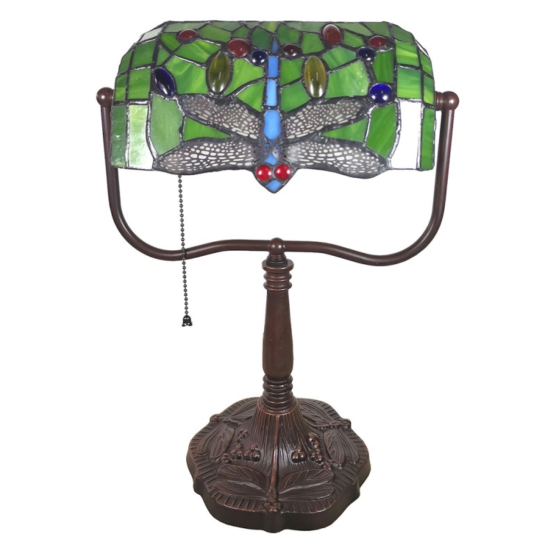 LumiLamp Table Lamp Tiffany 25x25x42 cm  Green Red Polyresin Glass Dragonfly