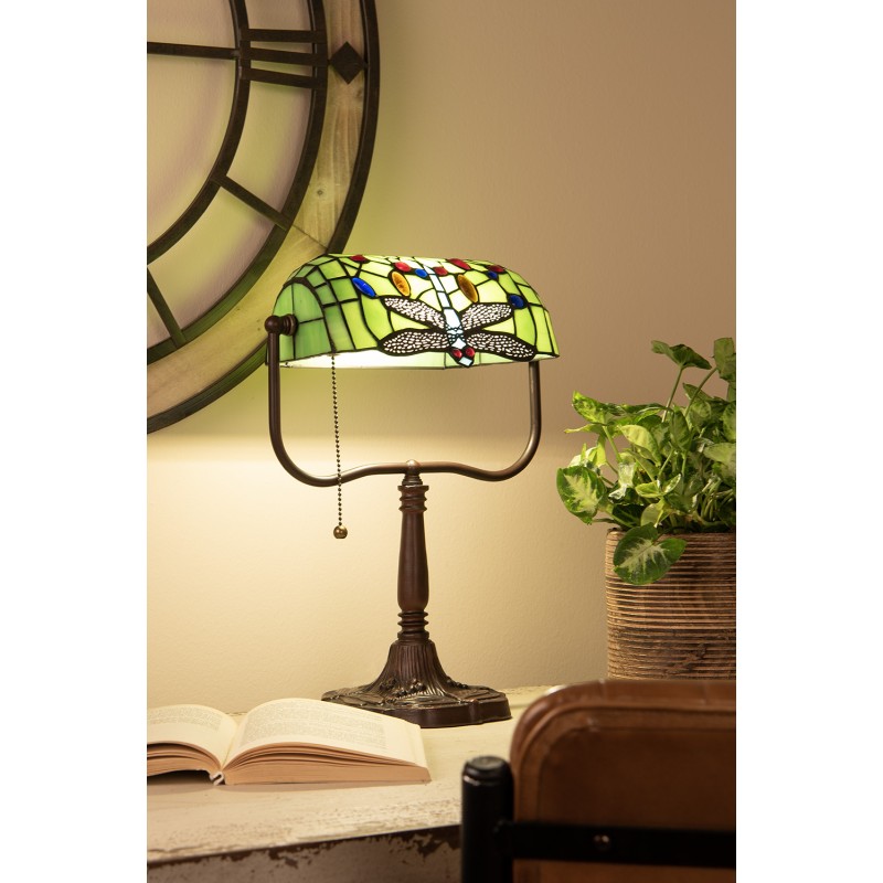 LumiLamp Table Lamp Tiffany 25x25x42 cm  Green Red Polyresin Glass