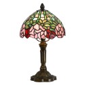 LumiLamp Lampe de table Tiffany Ø 21x39 cm  Vert Rose Verre Fleurs