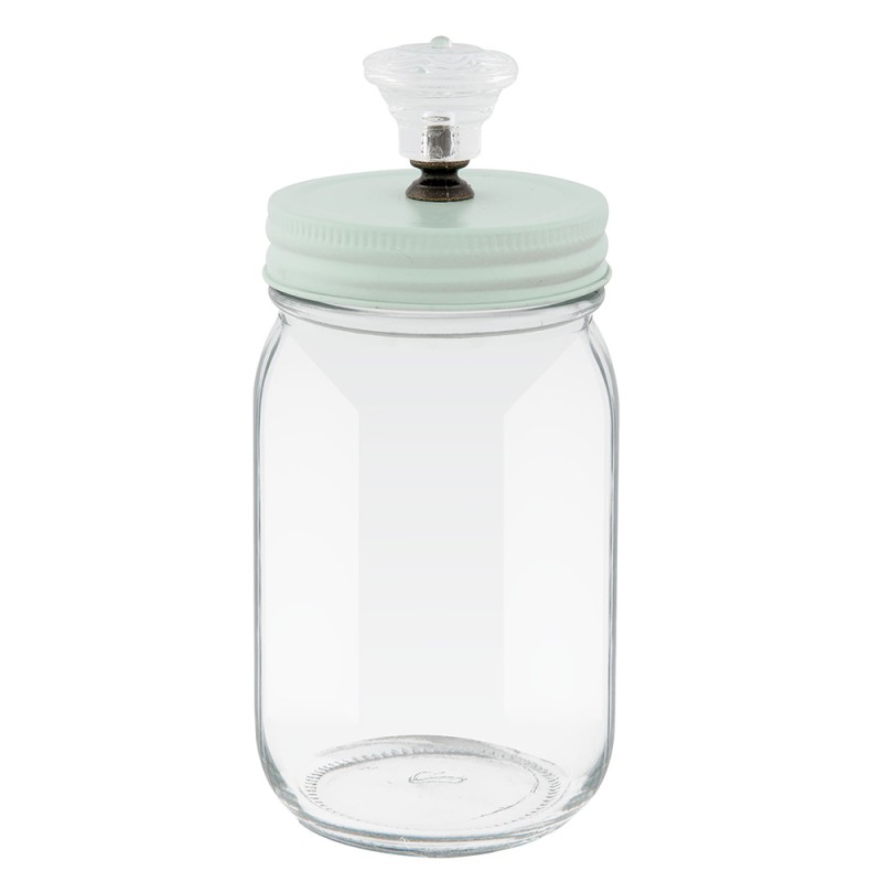 Clayre & Eef Storage Jar 350 ml Transparent Iron Glass Round
